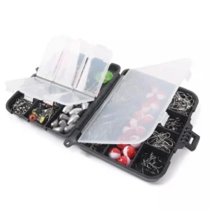 263-teiliges Angelzubehör-Set für den Außenbereich mit Angelkiste, inklusive Zange, Jig-Haken, Senkblei, Wirbel, Karabiner