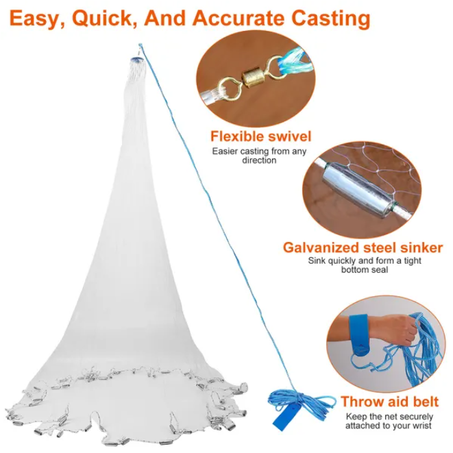 Cast Net Bait Trap Easy Throw Heavy Duty Hand Cast Net - Image 3