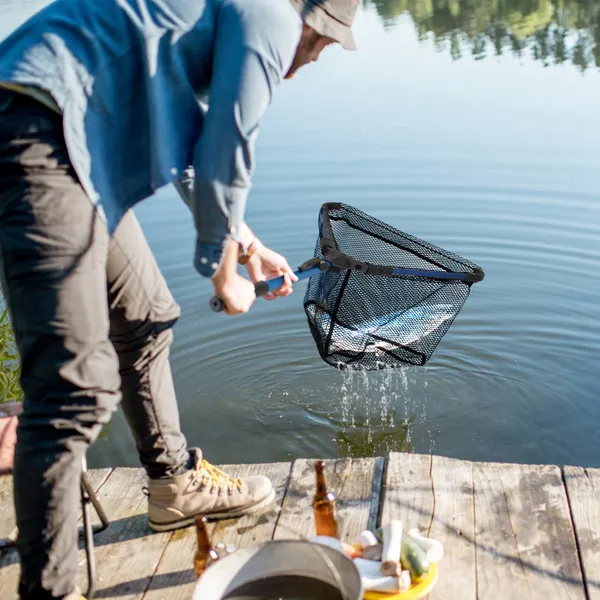 Fischernetz mit Aluminiumlegierungsstab, EVA-Griff, langlebig, 5 mm – Bild 3