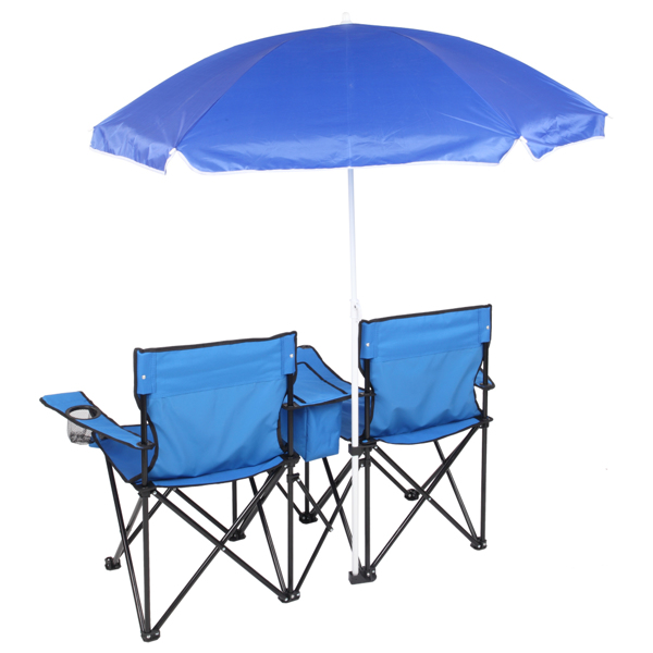 Beach Fishing Chair With Umbrella In Blue - Image 2