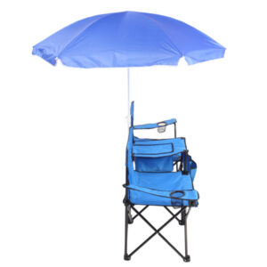 Strandangelstuhl mit Schirm in Blau